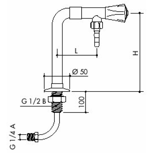 [50 -125225-SA-clinical] TOF 1000/630 - Dewatering laboratory valve with inlet hose, outlet down